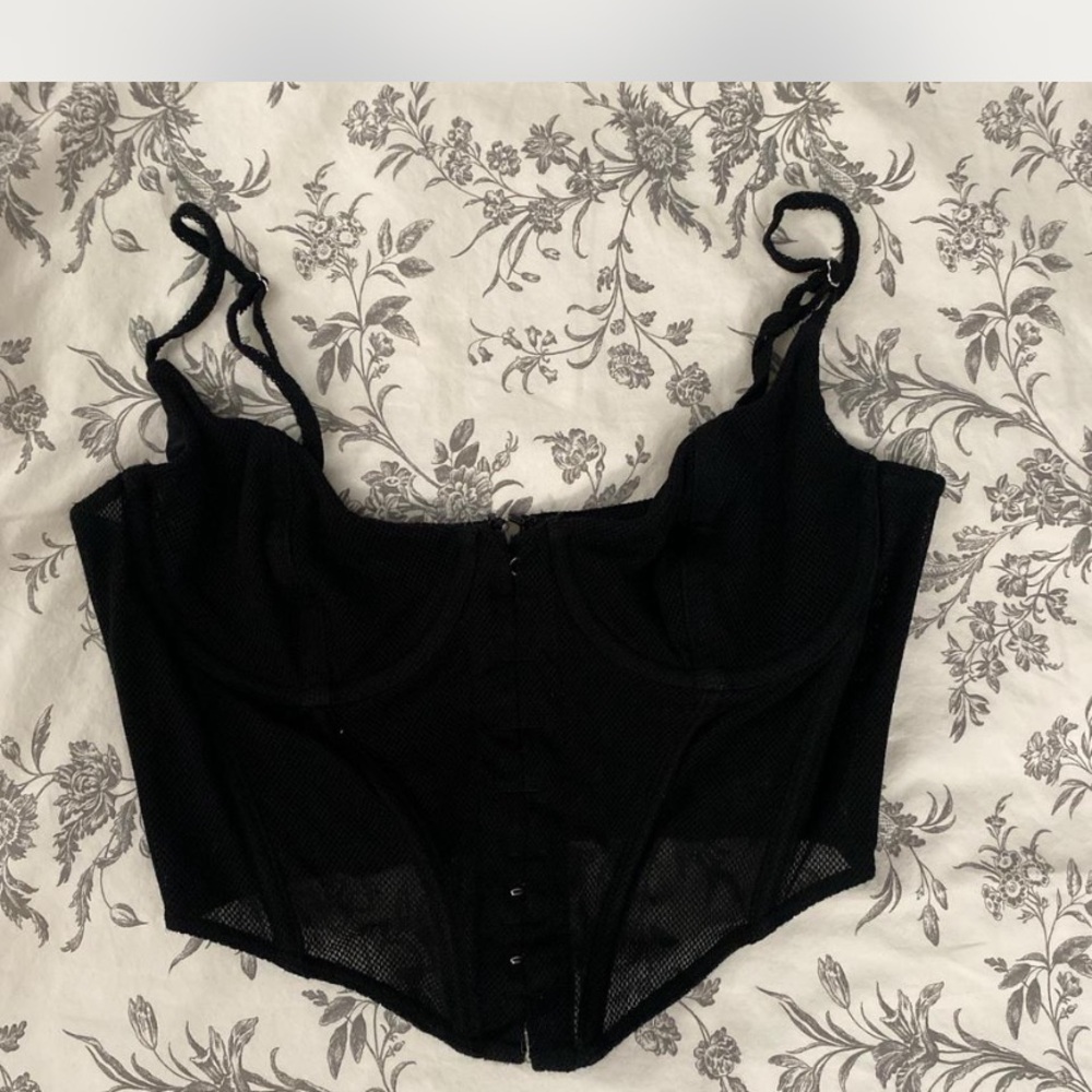 Black Mesh Corset Top
